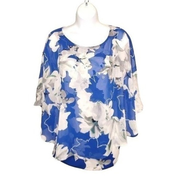 Alfani Flutter-Sleeve Top Blue Prolific Lil S - Picture 3 of 3